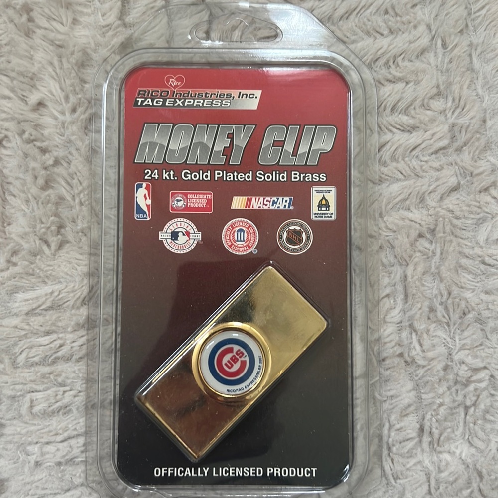 Chicago Cubs Money Clip 24 kt. Gold Plated Solid Brass officially licensed prdct